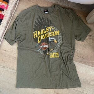 VINTAGE VTG Harley-Davidson olive green Graphic Tee t-shirt 90s 2000’s Y2K XL